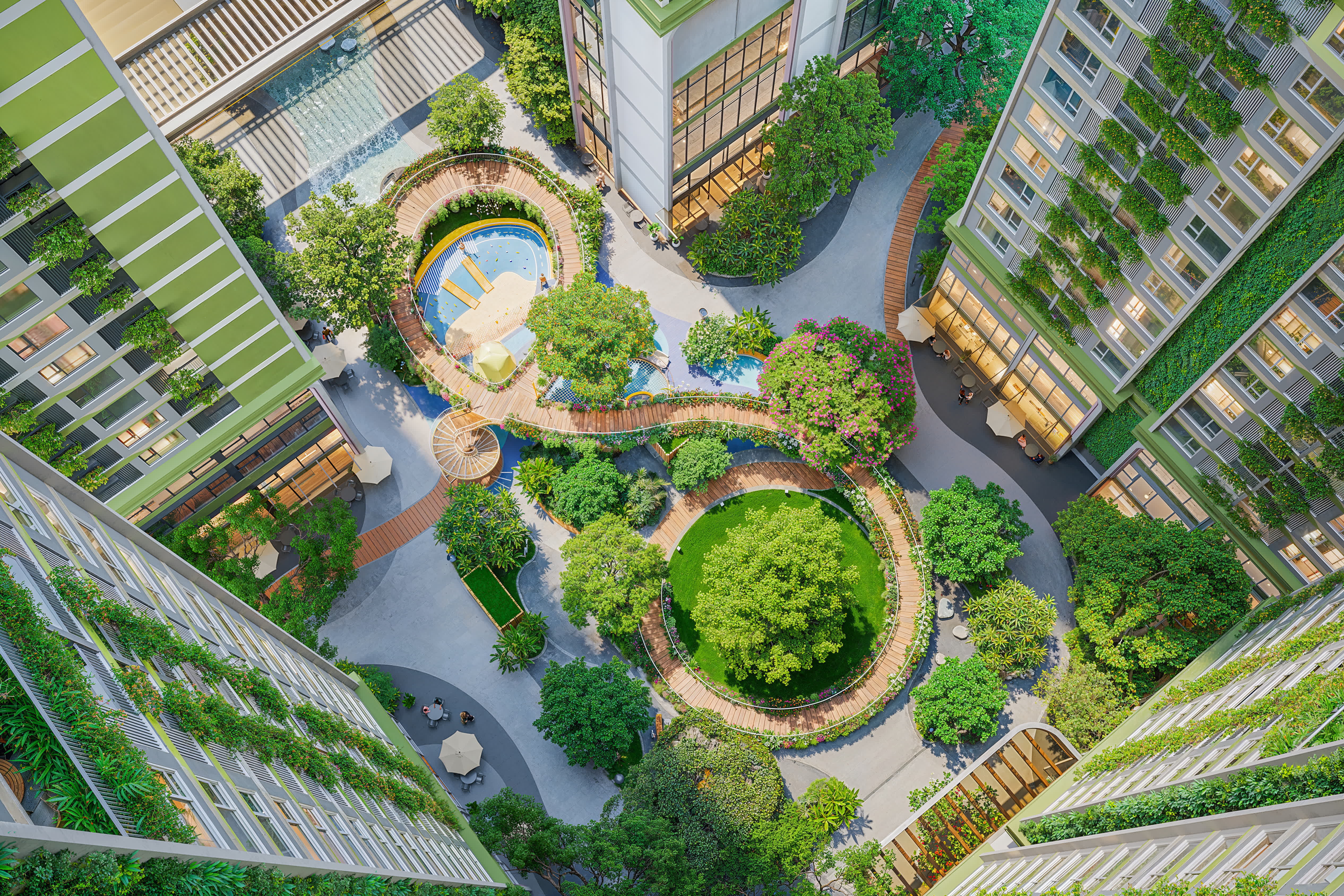 Vertical greenery on high-rise facade