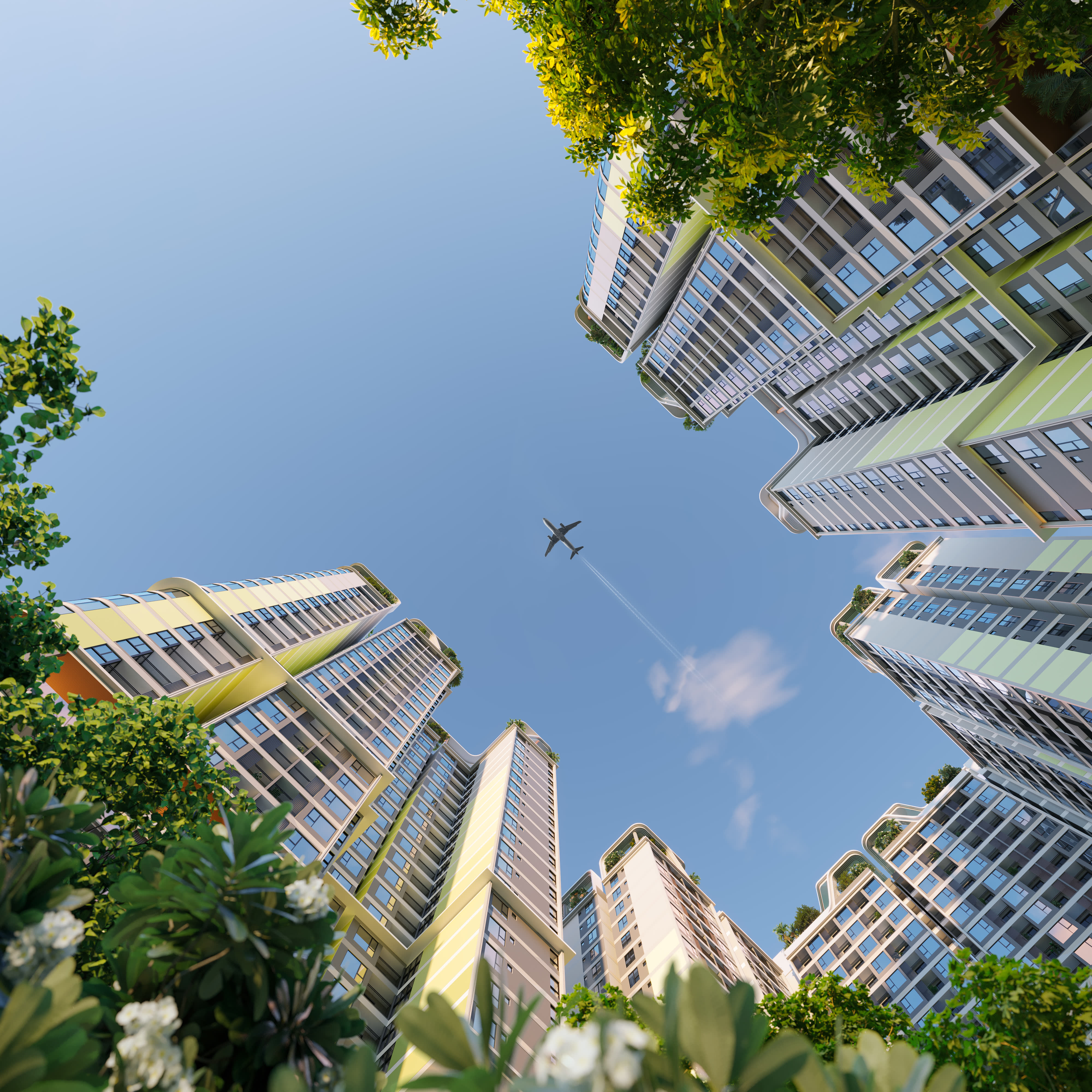 Grand hotel foyer with crystal chandelier